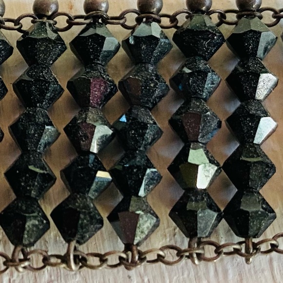 Vintage Black Crystal Beaded Choker Necklace - Picture 12 of 14